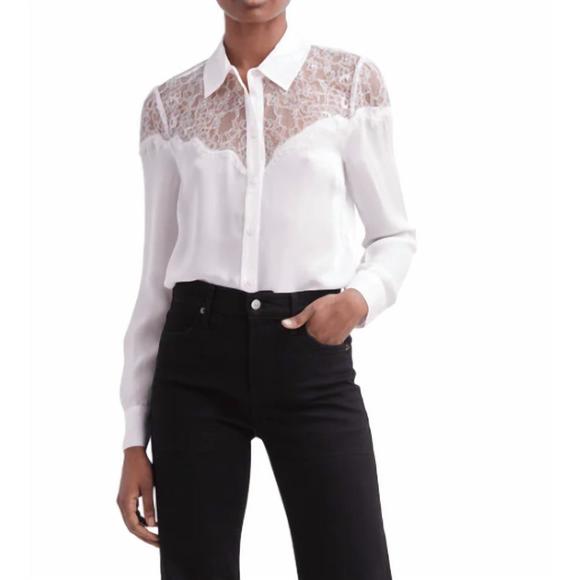 NEW VERONICA BEARD greer lace top in off white - Picture 1 of 2